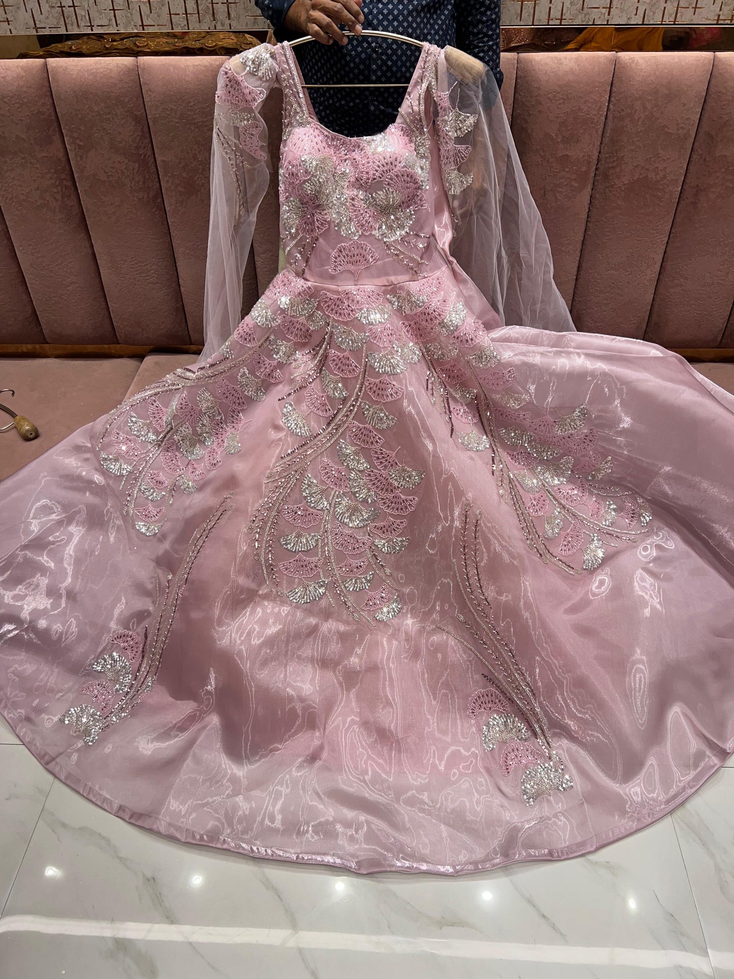 Stunning pink handwork gown