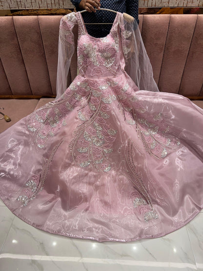 Stunning pink handwork gown