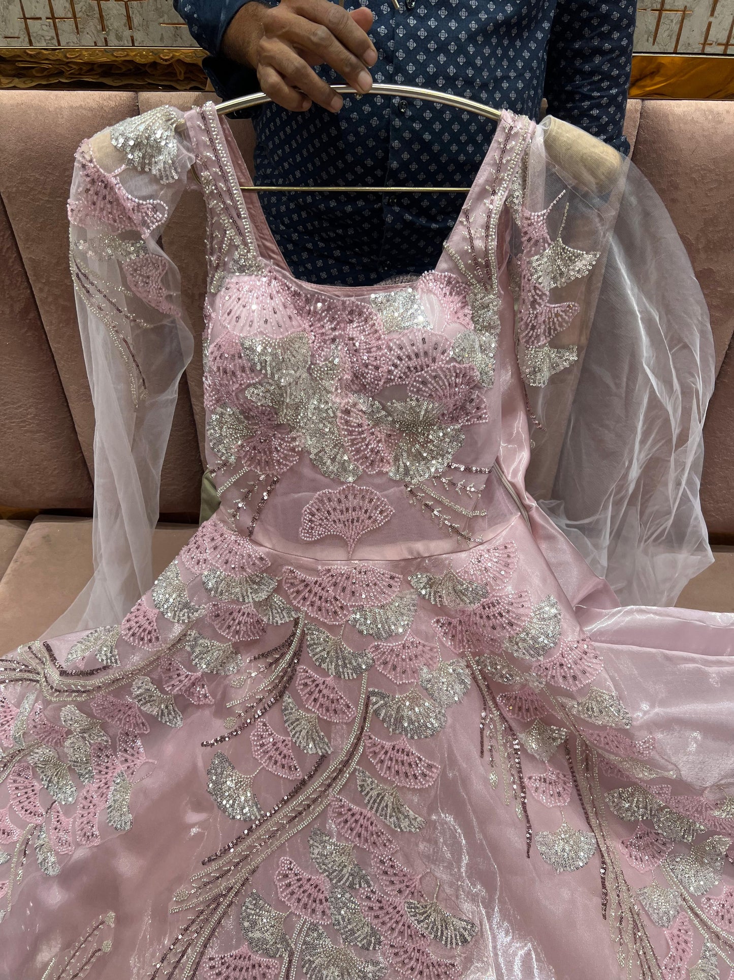 Stunning pink handwork gown