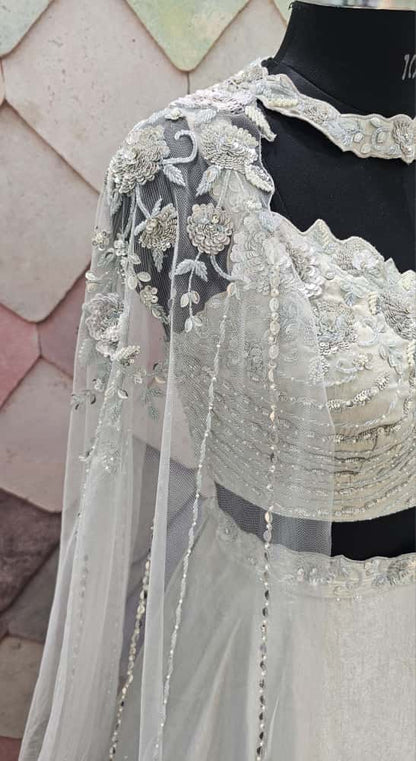 Beautiful Off white crop top Lehenga