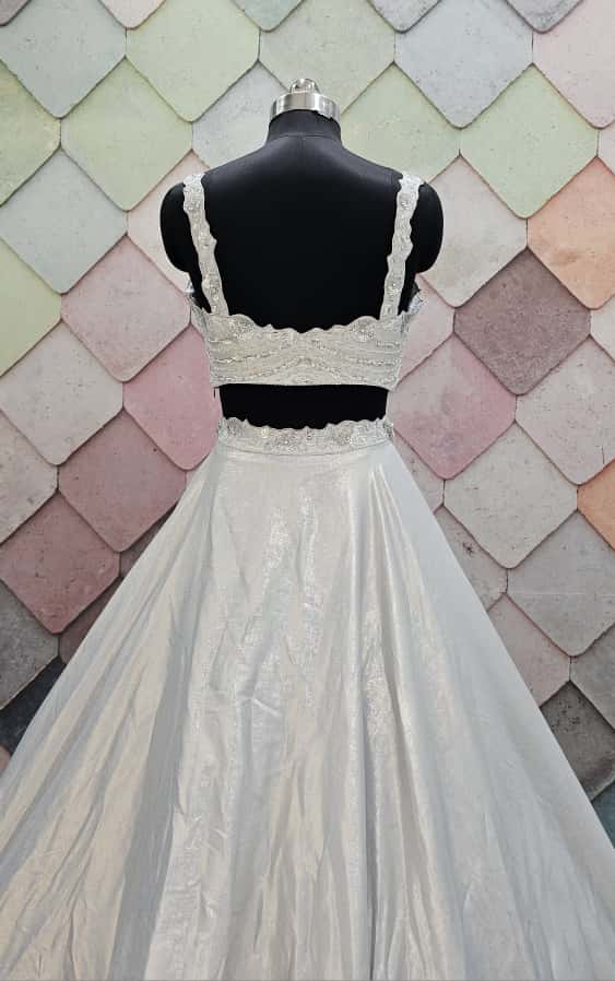 Beautiful Off white crop top Lehenga