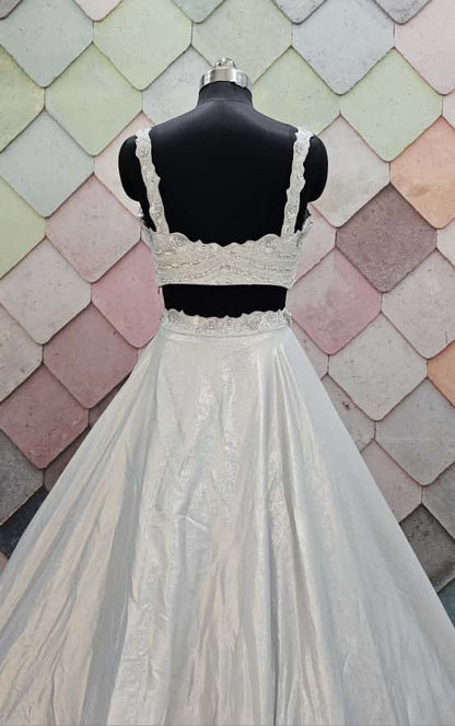 Beautiful Off white crop top Lehenga