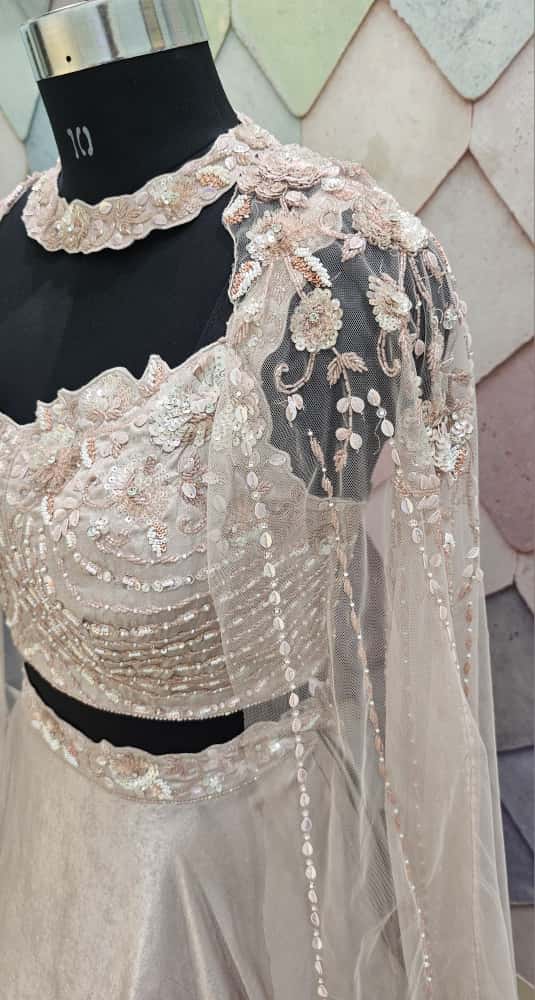 Beautiful Off white crop top Lehenga