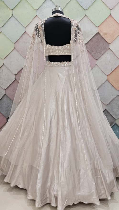 Beautiful Off white crop top Lehenga