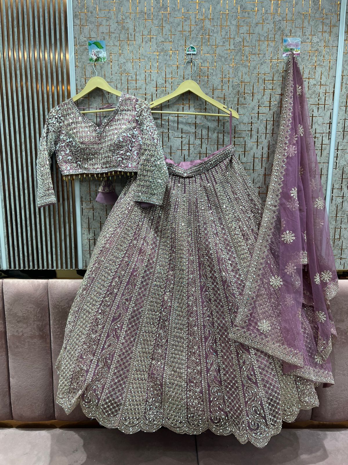 Elegant Sky blue Crop top Lehenga