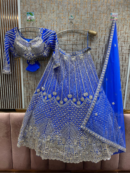 Awesome royal blue crop top Lehenga