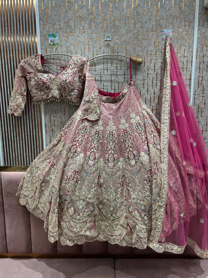 Designer Pretty Sky blue crop top Lehenga