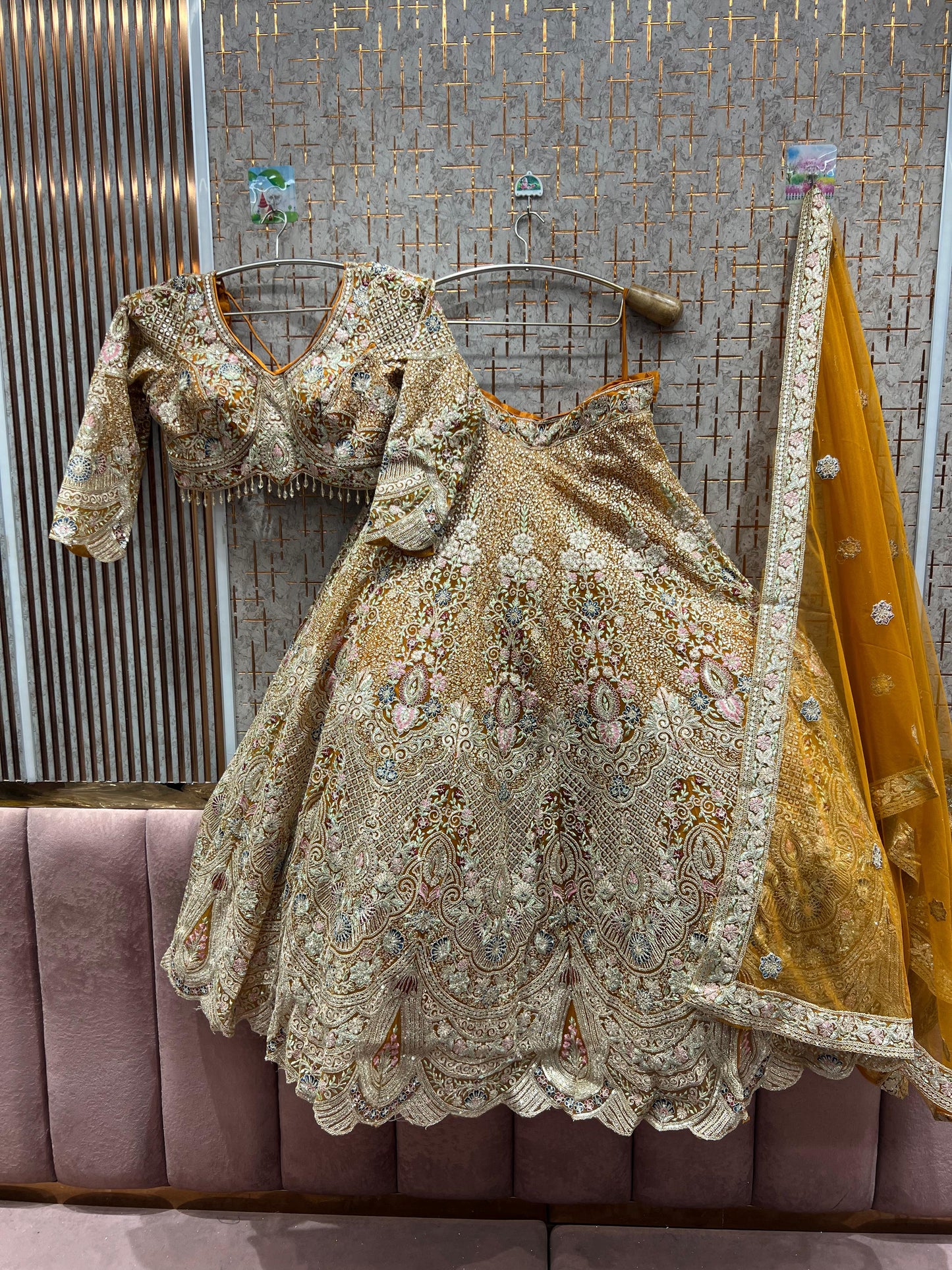 Designer Pretty Sky blue crop top Lehenga