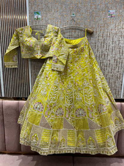 Astonishing yellow Haldi Mehendi crop top Lehenga