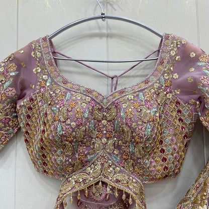 Fabulous pista green crop top Lehenga