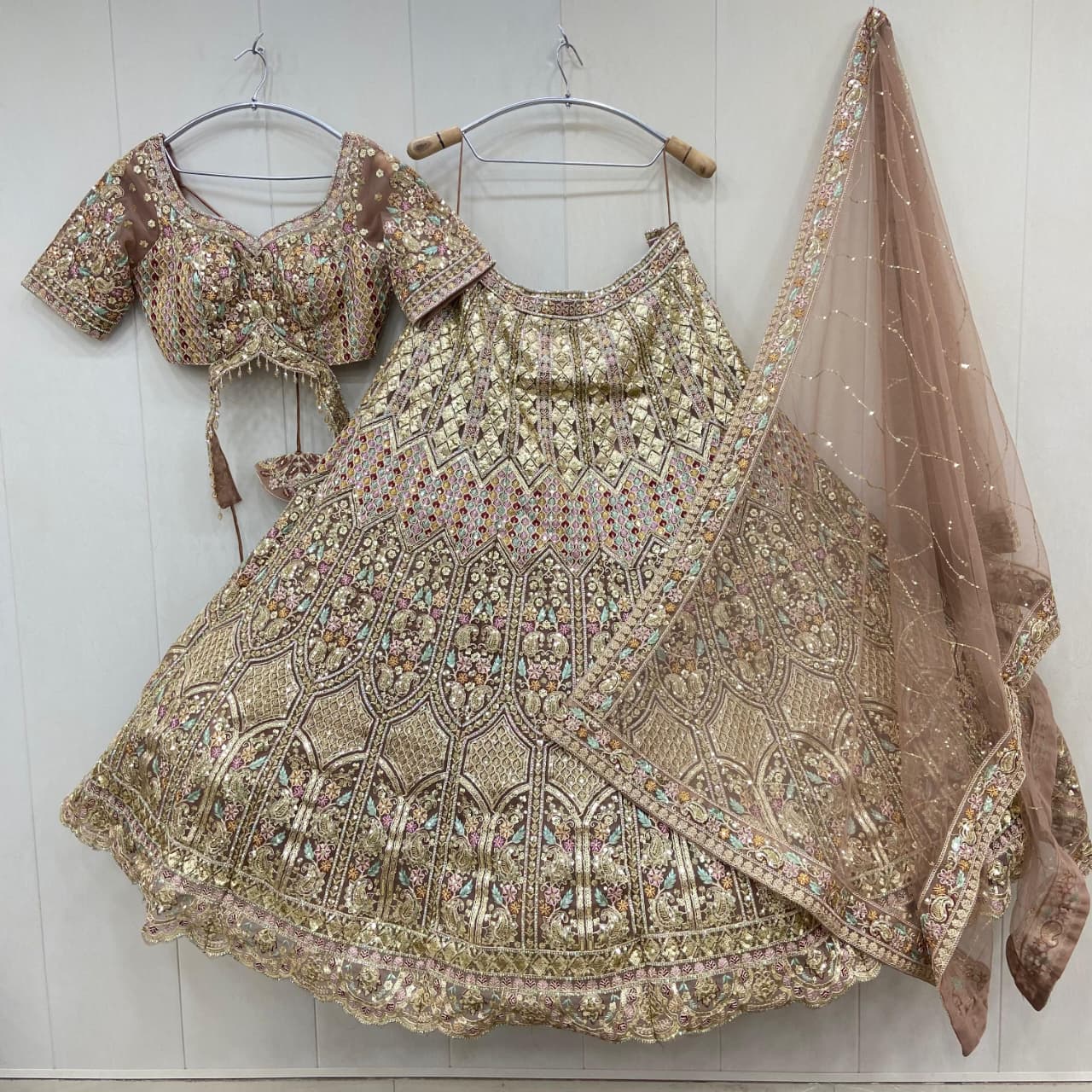 Fabulous pista green crop top Lehenga