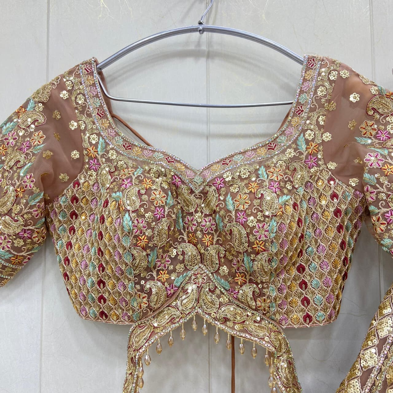 Fabulous pista green crop top Lehenga