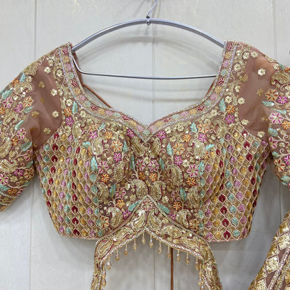 Fabulous pista green crop top Lehenga