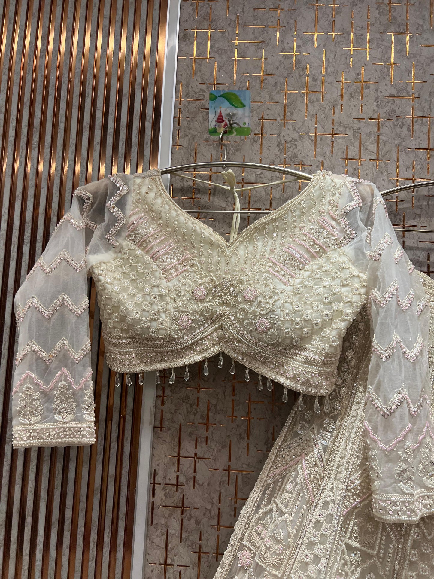 Majestic White crop top Lehenga