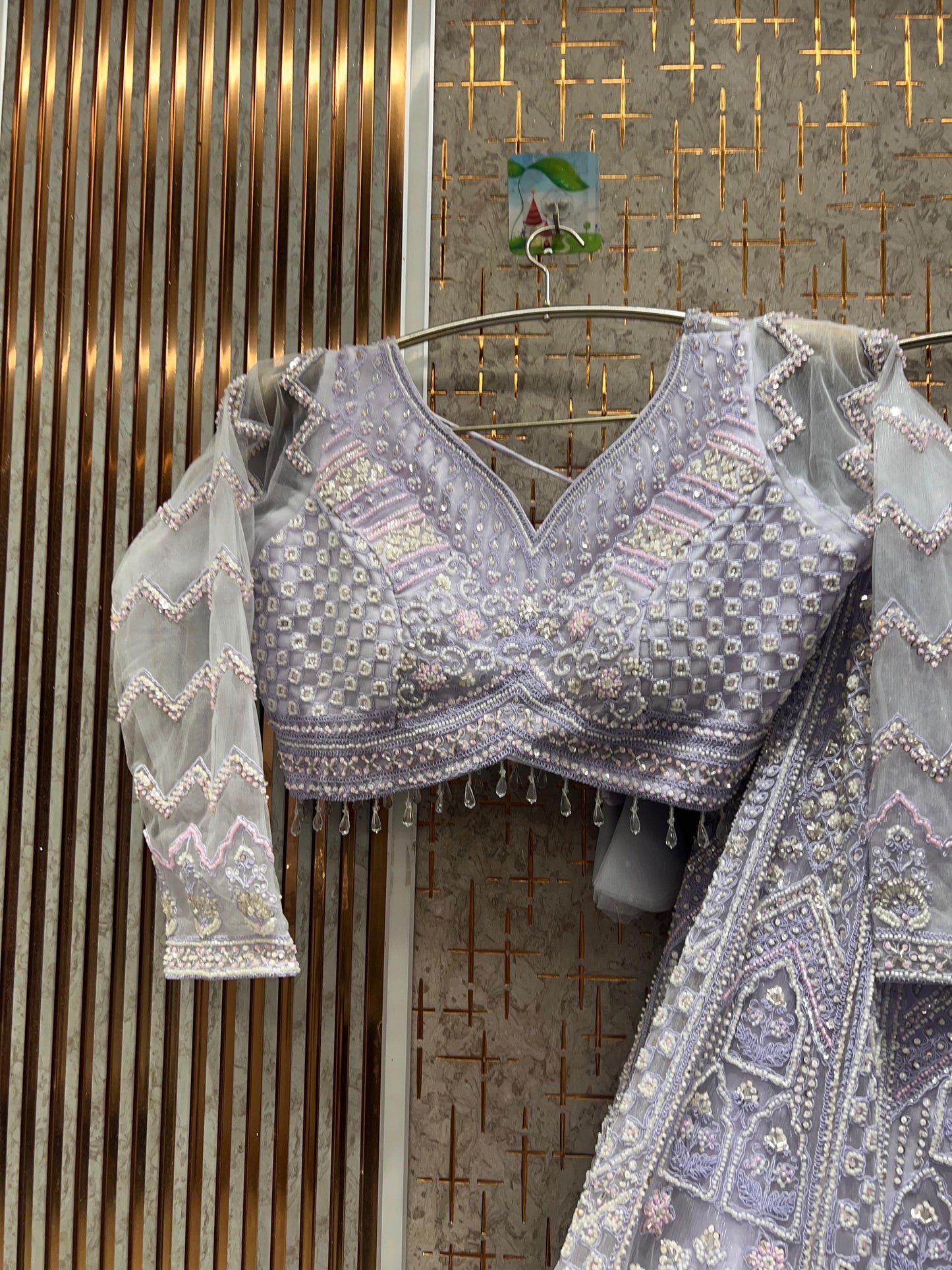 Majestic White crop top Lehenga