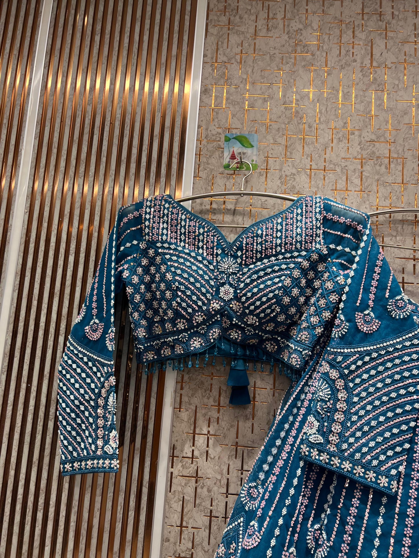 Khoobsurat peach crop top Lehenga