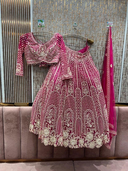 Elegant Sky blue crop top Lehenga