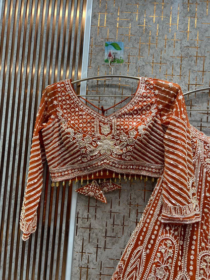 Elegant Sky blue crop top Lehenga