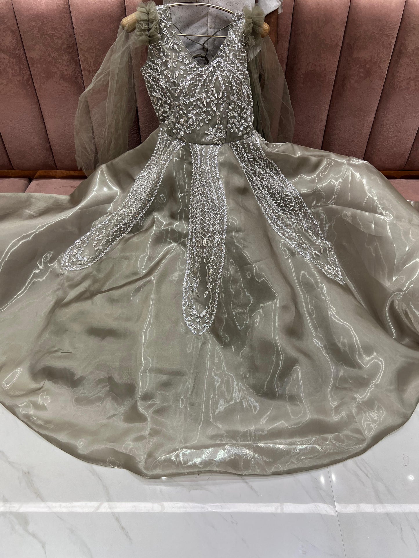 Awesome Sky blue handwork gown