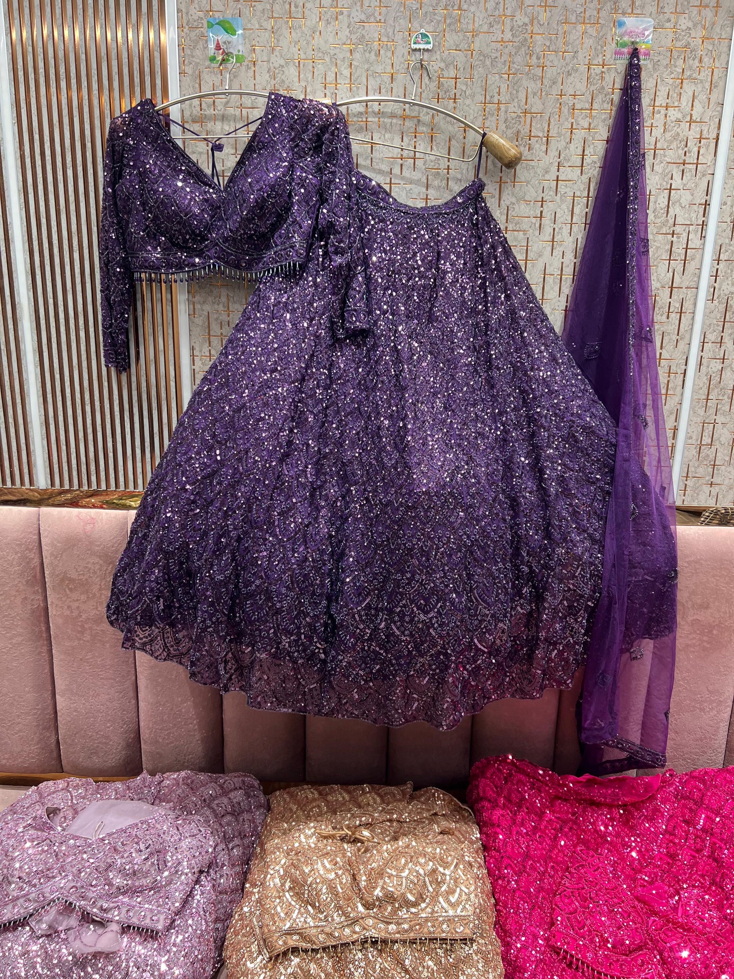 Fantastic purple on purple monotone crop top Lehenga