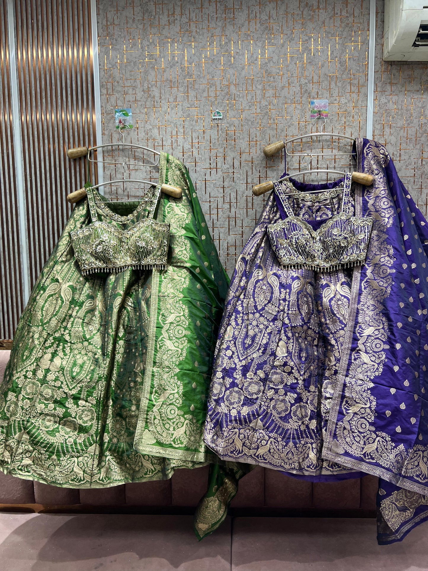 Fabulous green banarasi crop top Lehenga