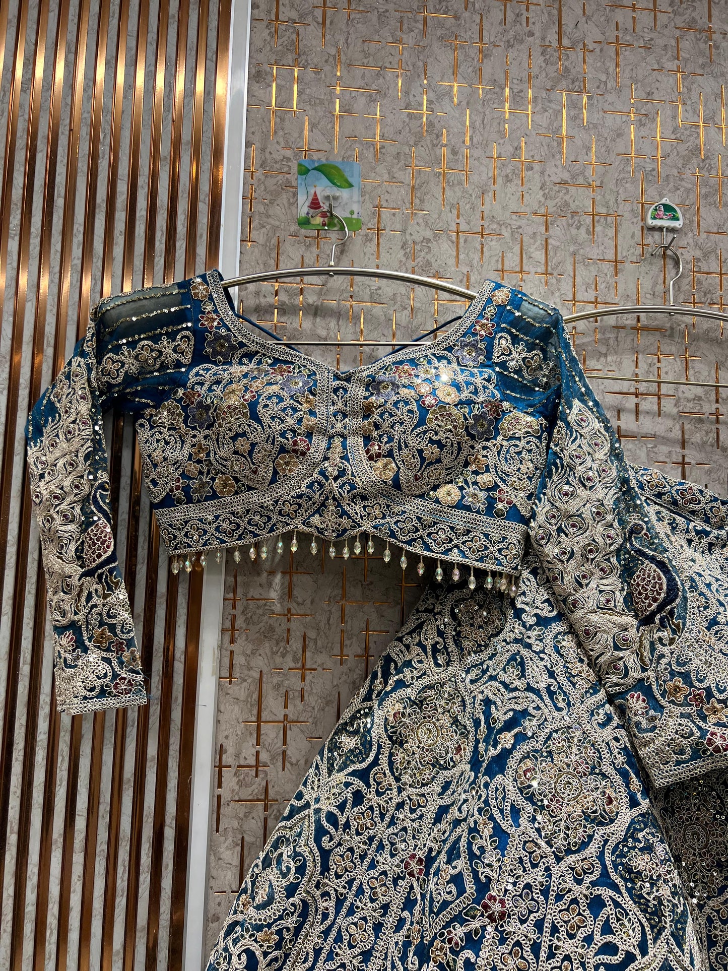 Gorgeous Sky blue peacock crop top Lehenga