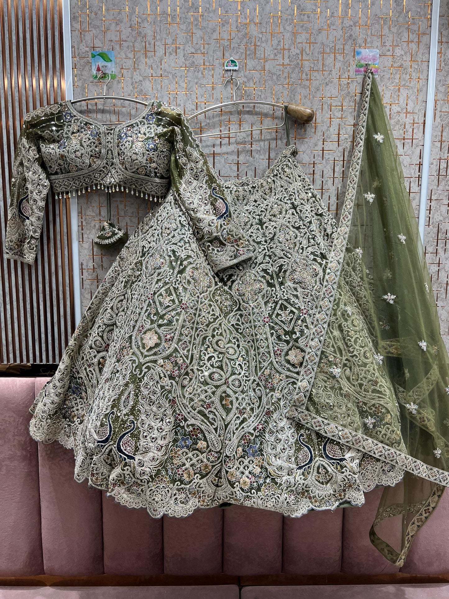 Gorgeous Sky blue peacock crop top Lehenga