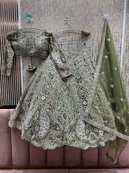 Gorgeous Sky blue peacock crop top Lehenga