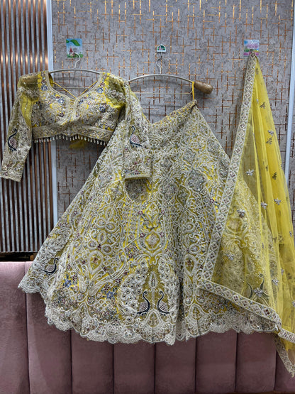 Gorgeous Sky blue peacock crop top Lehenga