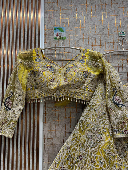 Gorgeous Sky blue peacock crop top Lehenga