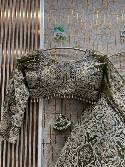 Gorgeous Sky blue peacock crop top Lehenga