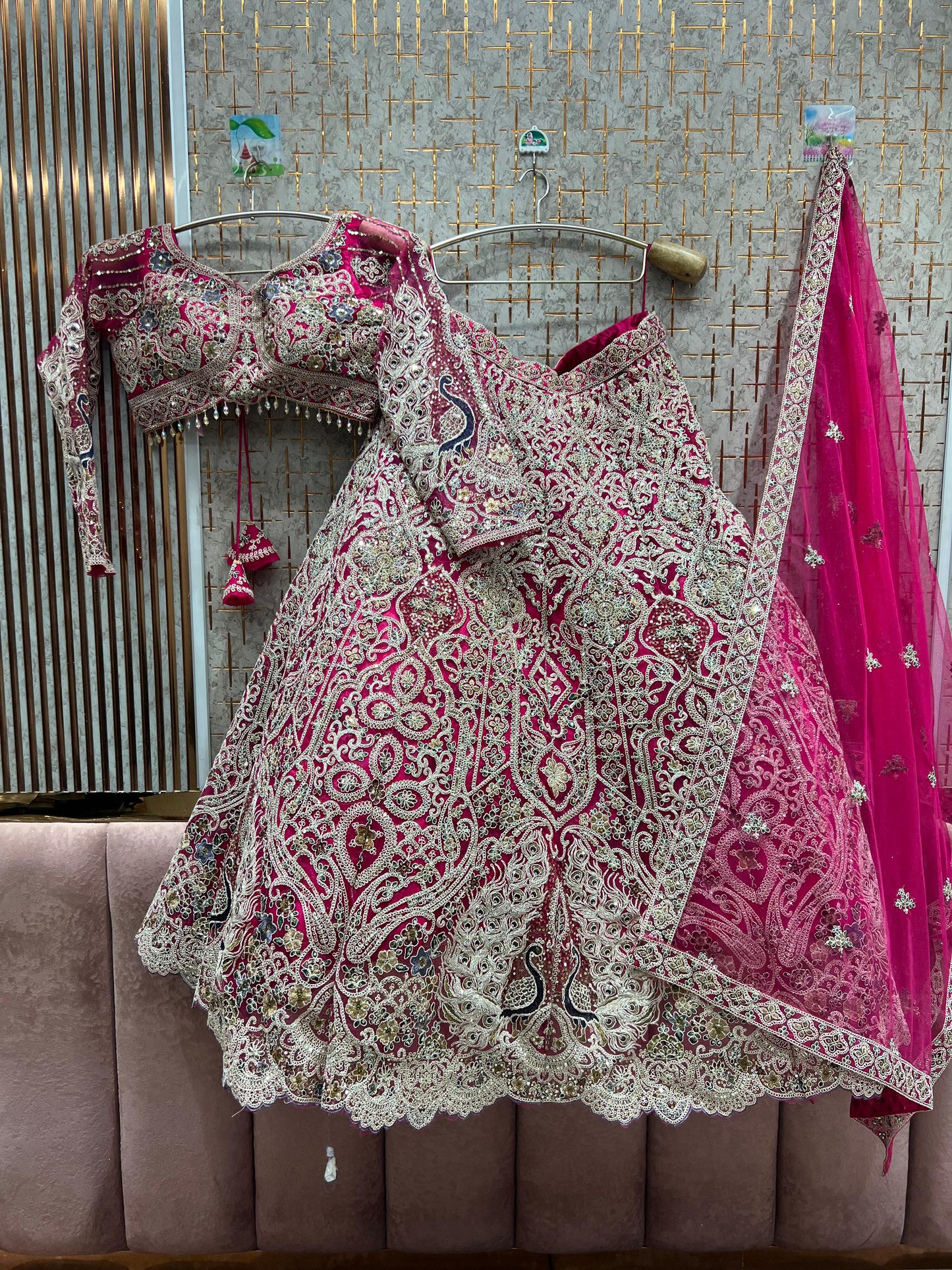 Gorgeous Sky blue peacock crop top Lehenga