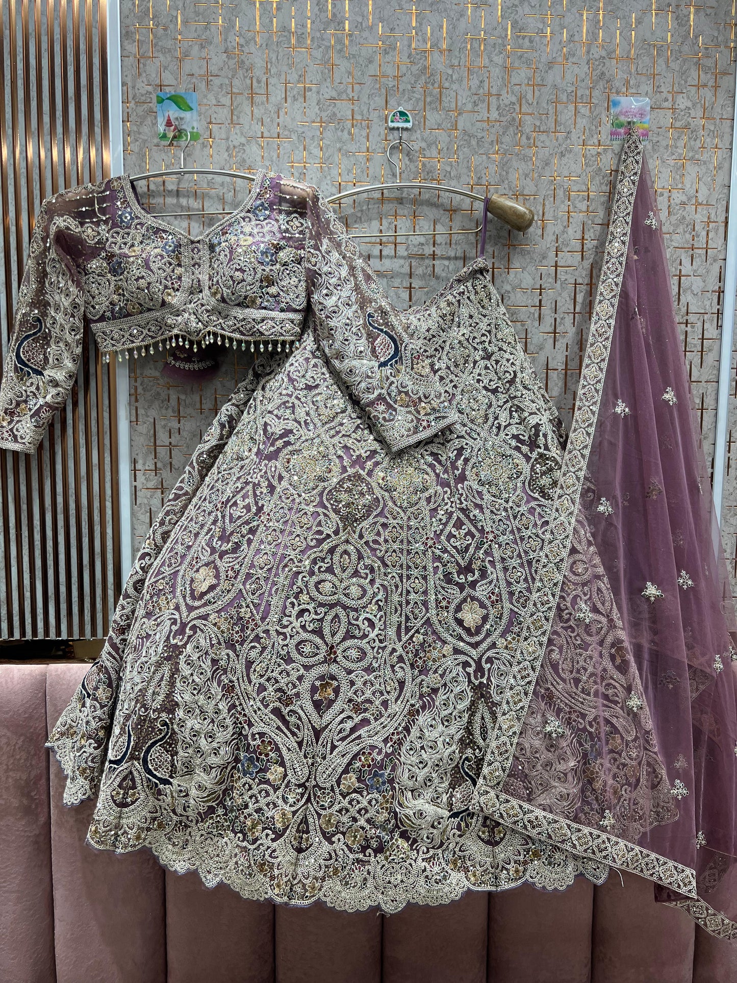 Gorgeous Sky blue peacock crop top Lehenga