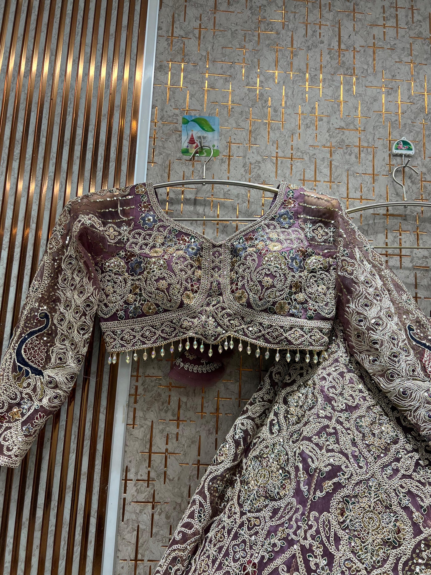 Gorgeous Sky blue peacock crop top Lehenga