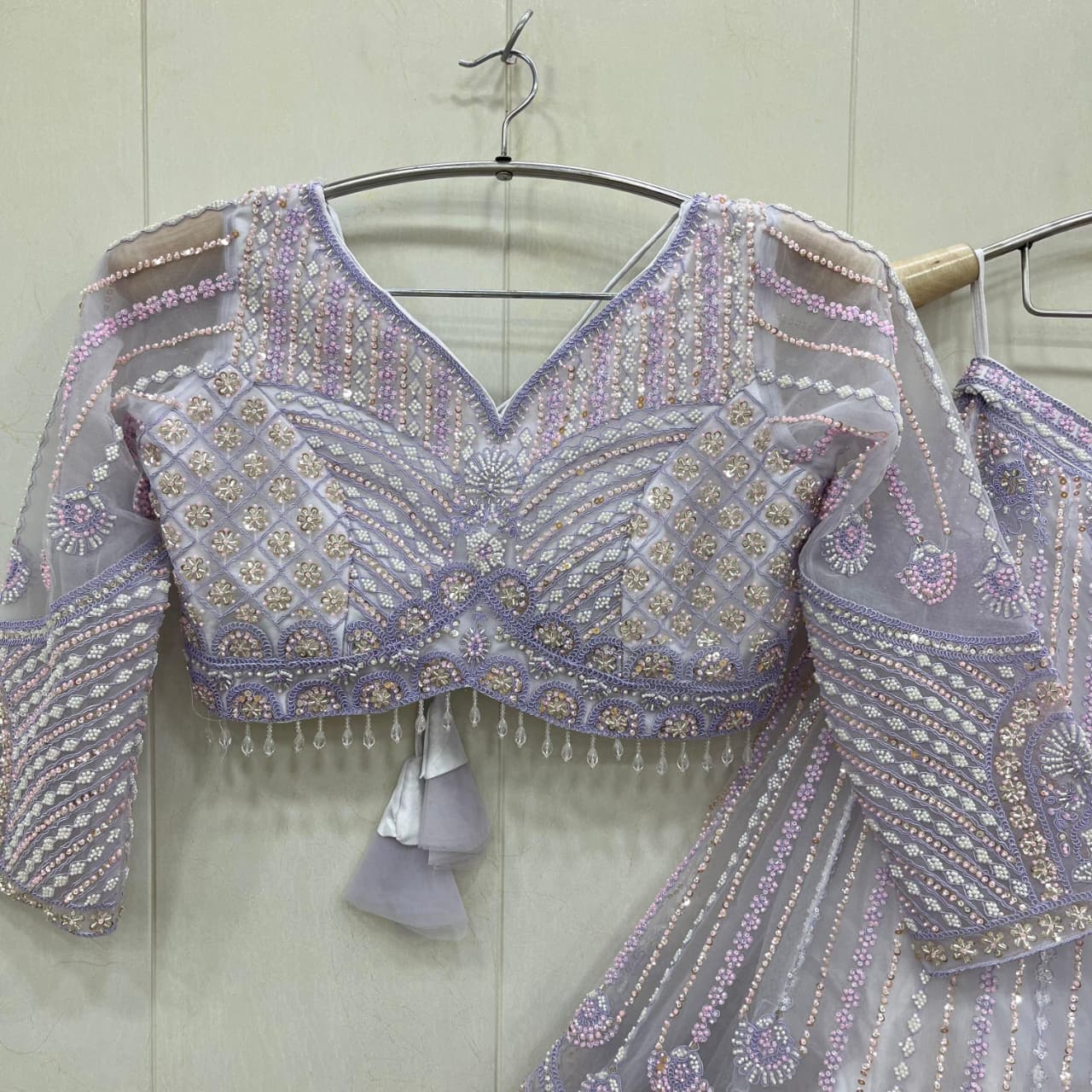 Good looking Lavender crop top Lehenga