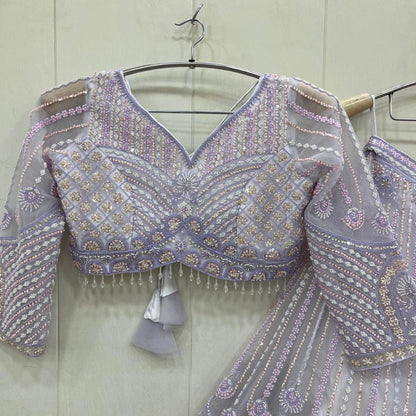 Good looking Lavender crop top Lehenga