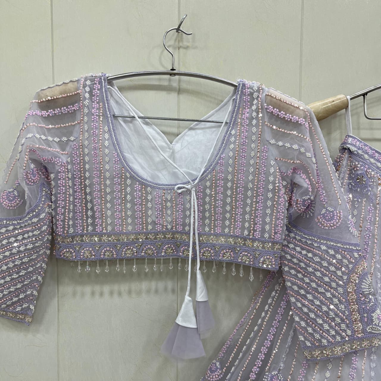 Good looking Lavender crop top Lehenga