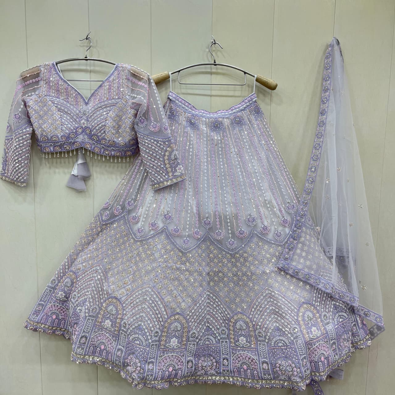 Good looking Lavender crop top Lehenga