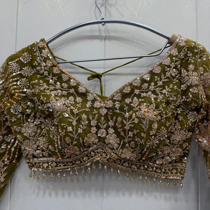 Charming mustard crop top Lehenga