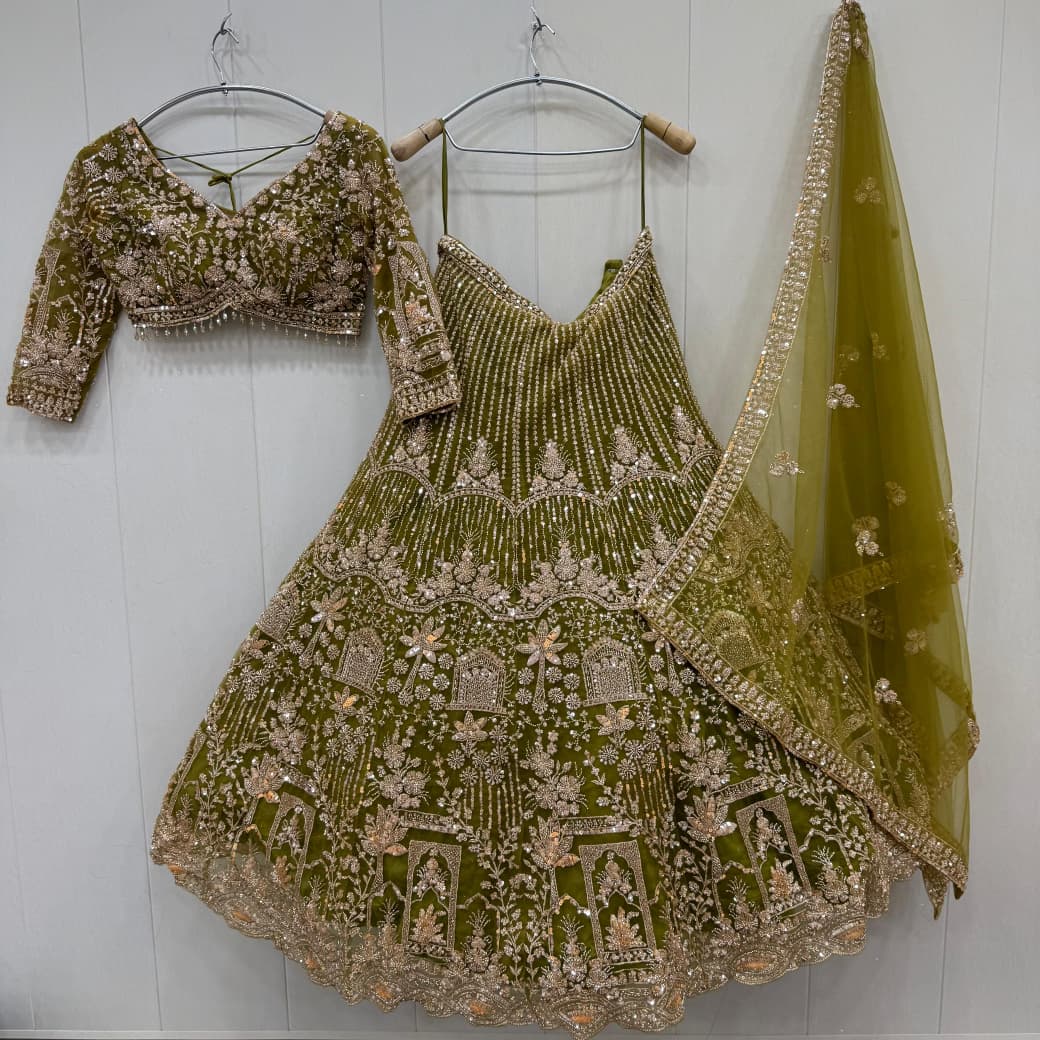 Charming mustard crop top Lehenga