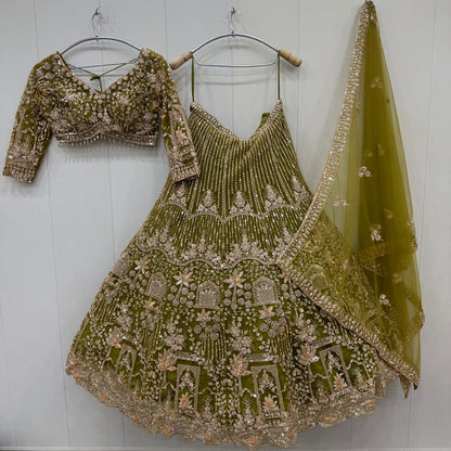 Charming mustard crop top Lehenga