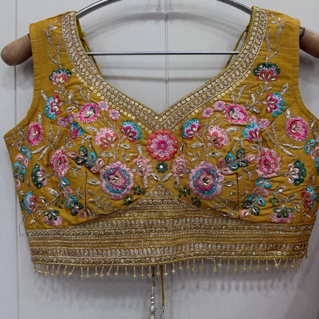 Beautiful white Flower print crop top Lehenga