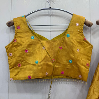 Beautiful white Flower print crop top Lehenga