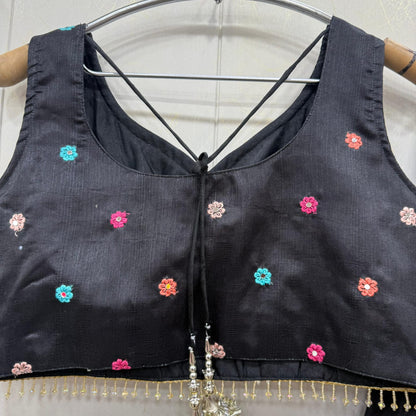 Beautiful white Flower print crop top Lehenga