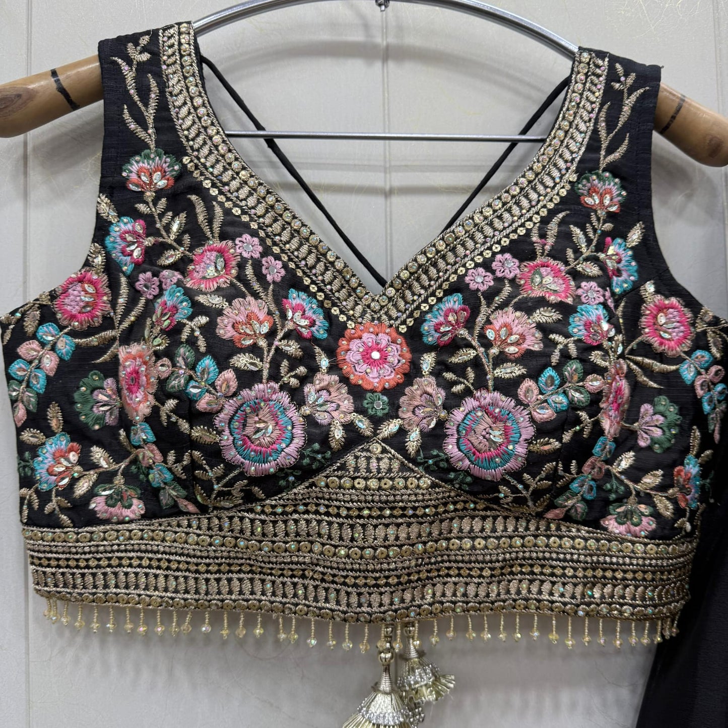 Beautiful white Flower print crop top Lehenga