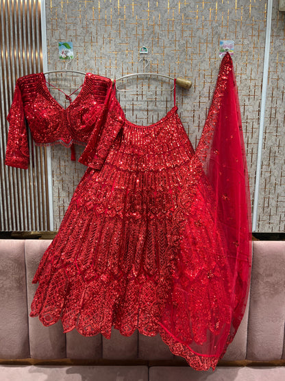 Pretty Navy Blue on Blue monotone crop top Lehenga