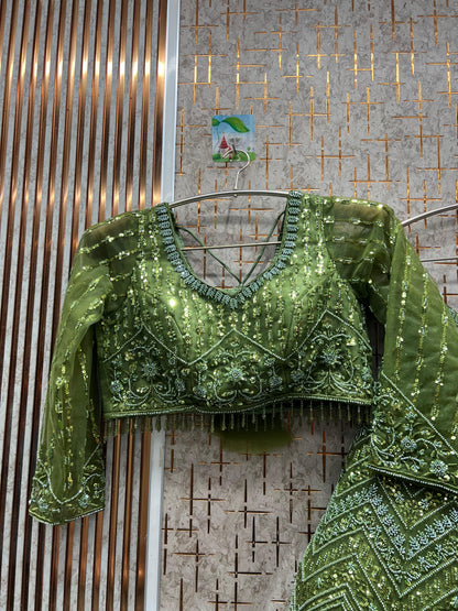 Fantastic Navy blue monotone crop top Lehenga