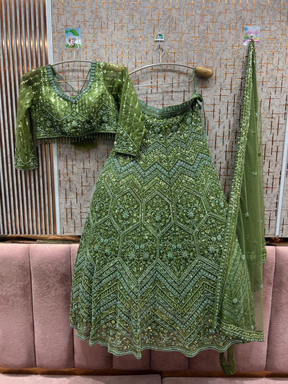 Fantastic Navy blue monotone crop top Lehenga