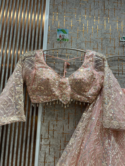 Amazing light blue godlen crop top Lehenga