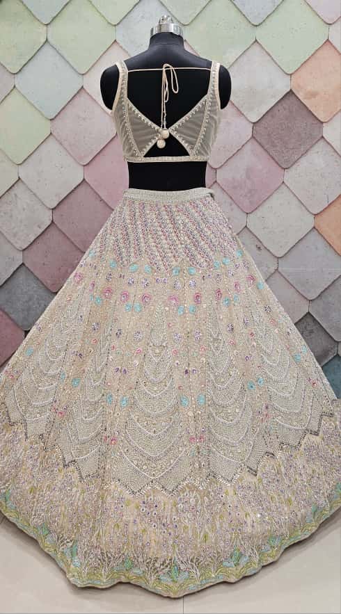 Peach baby pink ELEGANCE crop top lehenga